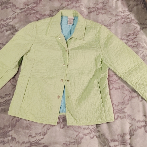 Fisherman Aesthetic Pistachio &  Blue Quilted Jacket Coat Blazer Vint White Stag - Picture 1 of 7